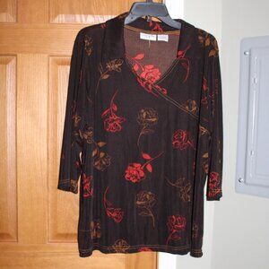 Kathy Ireland Plus Women's 3/4 Sleeve Top